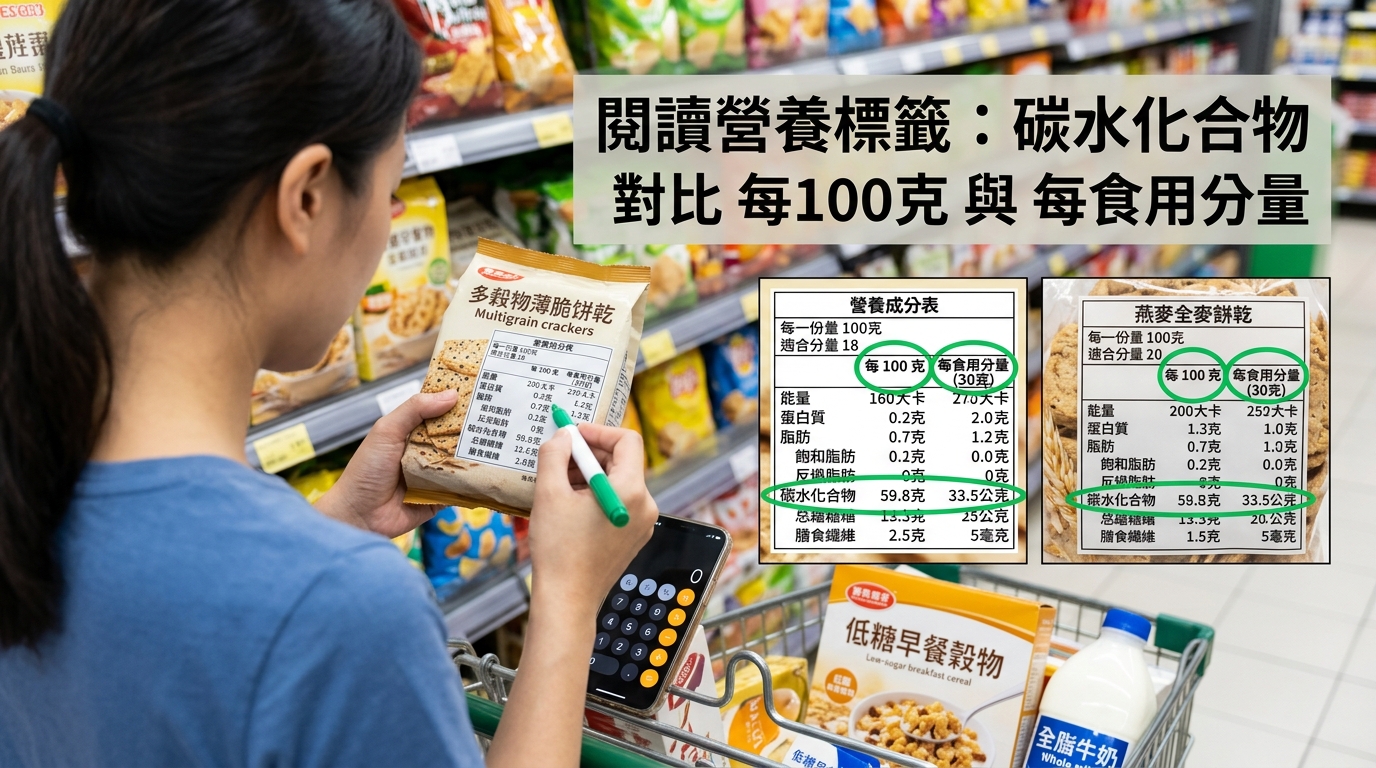 閱讀營養標籤：由每100克與每份食用量理解碳水化合物